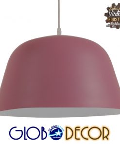 GloboStar® SOUTHVALE 01284 Μοντέρνο Κρεμαστό Φωτιστικό Οροφής Μονόφωτο Ροζ Μεταλλικό Καμπάνα Φ40 x Y24cm