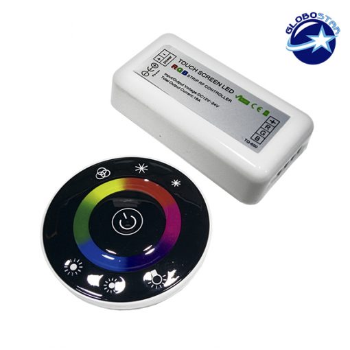 Ασύρματος LED RGB Controller με Μαύρο Στρογγυλό Χειριστήριο Αφής 2.4G RF 12v (192w) - 24v (384w) DC GloboStar 77445
