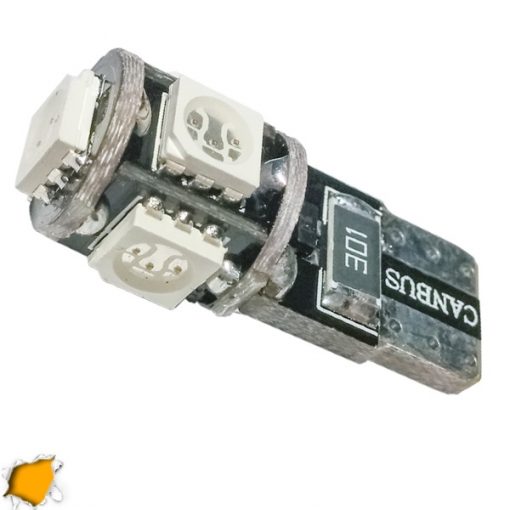 Λαμπτήρας LED T10 Can Bus με 5 SMD 5050 Πορτοκαλί GloboStar 08050