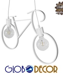 GloboStar® BIKE WHITE 01300 Vintage Κρεμαστό Φωτιστικό Οροφής Δίφωτο Λευκό Μεταλλικό Μ67 x Π1.5 x Υ41cm