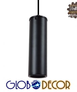 GloboStar® CANNON BLACK 01275 Μοντέρνο Κρεμαστό Φωτιστικό Οροφής Spot Gu10 Μονόφωτο Μαύρο Μεταλλικό Φ6 x 20cm