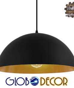 GloboStar® CIEL 01341 Μοντέρνο Κρεμαστό Φωτιστικό Οροφής Μονόφωτο Μαύρο - Χρυσό Μεταλλικό Καμπάνα Φ40 x Υ20cm