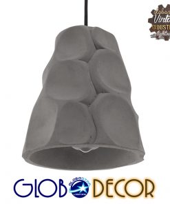 GloboStar® COMO 01327 Μοντέρνο Industrial Κρεμαστό Φωτιστικό Οροφής Μονόφωτο Γκρι Τσιμέντο Καμπάνα Φ18 x Y23cm