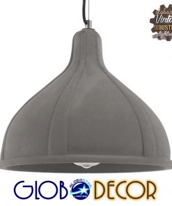 GloboStar® GIRARD 01326 Μοντέρνο Industrial Κρεμαστό Φωτιστικό Οροφής Μονόφωτο Γκρι Τσιμέντο Καμπάνα Φ29 x Y23cm
