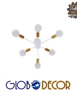GloboStar® IMPLODE 01385 Μοντέρνο Industrial Φωτιστικό Οροφής Πολύφωτο Λευκό Μεταλλικό Φ58 x Y17cm
