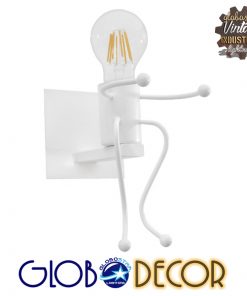 GloboStar® LITTLE MAN 01389 Μοντέρνο Φωτιστικό Τοίχου Απλίκα Μονόφωτο Λευκό Μεταλλικό Μ12 x Π19 x Υ17cm