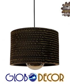 GloboStar® PAROS 01290 Vintage Κρεμαστό Φωτιστικό Οροφής Μονόφωτο 3D από Επεξεργασμένο Σκληρό Καφέ Χαρτόνι Καμπάνα Φ30 x Y20cm