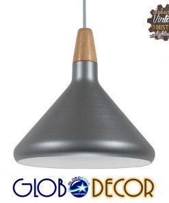 GloboStar® PIROZZI 01277 Μοντέρνο Κρεμαστό Φωτιστικό Οροφής Μονόφωτο Ασημί Μεταλλικό Καμπάνα Φ27 x Y20cm