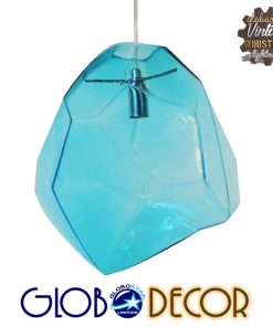 GloboStar® RINA 01306 Μοντέρνο Κρεμαστό Φωτιστικό Οροφής Μονόφωτο Γυάλινο Γαλάζιο Διάφανο Μ20 x Π22 x Υ25cm