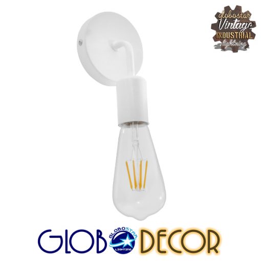 GloboStar® SIRIUS 01397 Vintage Φωτιστικό Τοίχου Απλίκα Μονόφωτο Λευκό Μεταλλικό Μ10 x Π7 x Υ16cm